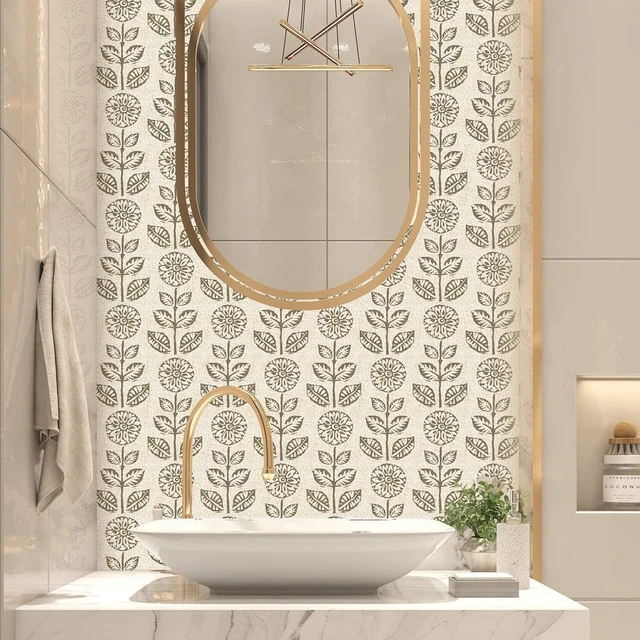 Alt view image 4 of 7 - Vintage Floral Peel and Stick Wallpaper for Farmhouse 17.7in×590in Tulip Peel and Stick Wallpaper Floral Contact Paper Boho Self Adhesive Removable Wall Paper Waterproof for Bathroom Kitchen