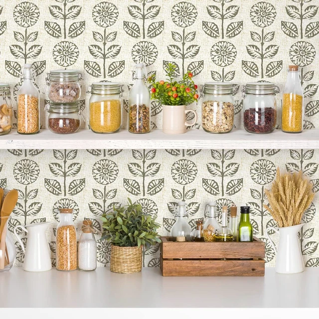 Alt view image 5 of 7 - Vintage Floral Peel and Stick Wallpaper for Farmhouse 17.7in×590in Tulip Peel and Stick Wallpaper Floral Contact Paper Boho Self Adhesive Removable Wall Paper Waterproof for Bathroom Kitchen