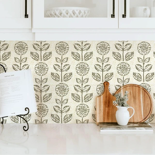 Alt view image 7 of 7 - Vintage Floral Peel and Stick Wallpaper for Farmhouse 17.7in×590in Tulip Peel and Stick Wallpaper Floral Contact Paper Boho Self Adhesive Removable Wall Paper Waterproof for Bathroom Kitchen