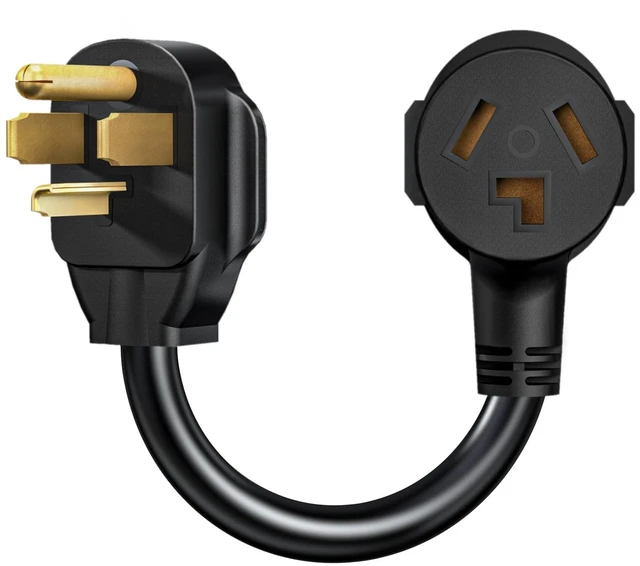 Main image of 3 Prong to 4 Prong Dryer Plug Adapter Connects 3-Prong Old Dryer Plug to 4 Prong New Dryer Receptacle, NEMA 14-30P to 10-30R, 4-Prong Dryer Outlet Adapter