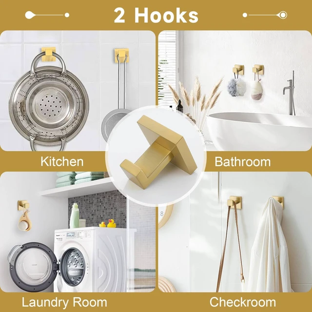 Alt view image 5 of 7 - Brushed Gold 5 Pieces Bathroom Hardware Accessories Set Towel Bar Set Towel Holder Racks Set for Bathroom,SUS304 Stainless Steel,Wall Mounted 23.6-Inch