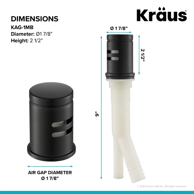 Alt view image 3 of 5 - Dishwasher Air Gap in Matte Black, KAG-1MB