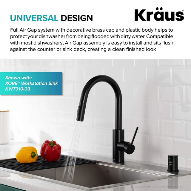 Alt view image 2 of 5 - Dishwasher Air Gap in Matte Black, KAG-1MB