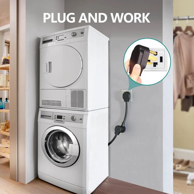 Alt view image 6 of 7 - 3 Prong to 4 Prong Dryer Plug Adapter Connects 3-Prong Old Dryer Plug to 4 Prong New Dryer Receptacle, NEMA 14-30P to 10-30R, 4-Prong Dryer Outlet Adapter