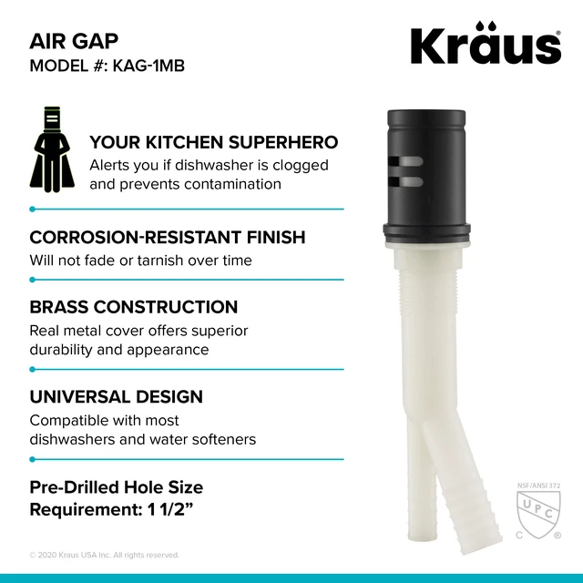Alt view image 4 of 5 - Dishwasher Air Gap in Matte Black, KAG-1MB