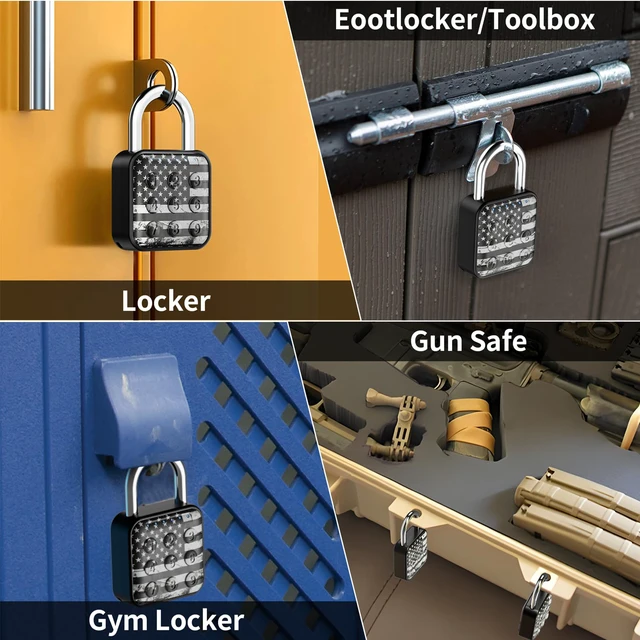 Alt view image 7 of 7 - Locker Lock, 6-Digit Keypad Combination Lock for Gym Lockers Digital Push-Button Padlock, LED Feedback & Zinc Alloy for School Lockers, Employee Lockers and Office Cabinets, 2.95 Inch