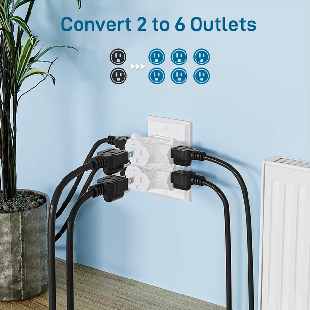 Alt view image 5 of 7 - 3 Outlet Grounding Adapter, Heavy Duty Plug Extender 3 Pack White