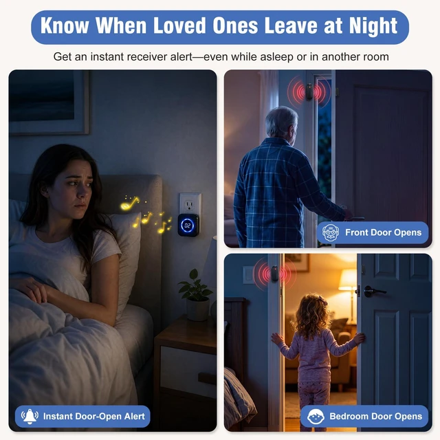 Alt view image 4 of 7 - Door Chime, Know Which Door Opened, Home & Business Entry Chime Door Sensor Chime for Store/Office, Door-Open Alerts for Kids & Elderly, 600 Ft Range, 40 Tones, 5 Volume Levels up to 110 dB