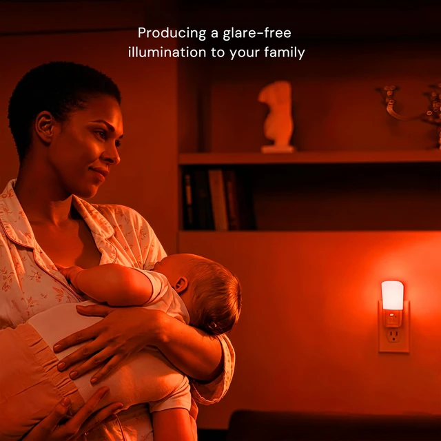 Alt view image 5 of 7 - Red Light Night Light Plug in, Dimmable LED Night Lights 2 Pack Dusk to Dawn Sensor, Sleep Aid Red, 0-80LM Adjustable Brightness Red Nightlight for Nursery Kids Room Hallway Kitchen Gift