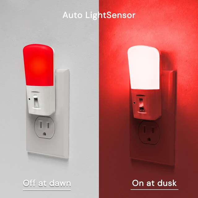 Alt view image 2 of 7 - Red Light Night Light Plug in, Dimmable LED Night Lights 2 Pack Dusk to Dawn Sensor, Sleep Aid Red, 0-80LM Adjustable Brightness Red Nightlight for Nursery Kids Room Hallway Kitchen Gift