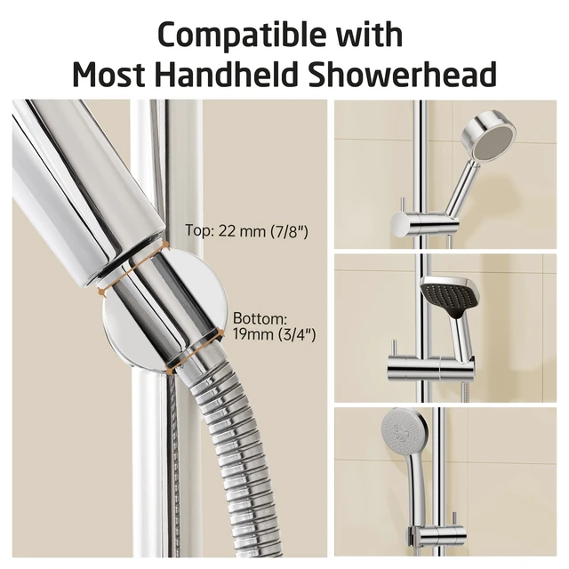 Alt view image 3 of 7 - 30-Inch Shower Slide Bar with Adjustable Handheld Shower Head Holder, Reuse Existing Holes, SUS304 Polished Stainless Steel Wall Mount for Bathroom, Drilling Required, F209S78-PS