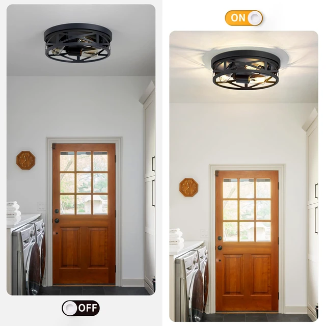 Alt view image 6 of 6 - 2 Pack Flush Mount Ceiling Light Fixture,3-Light Hallway Light Fixtures,13 inch Light Fixture Ceiling Mount for Kitchen Entryway Hall,E26 Base