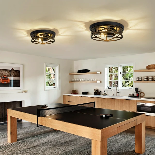 Alt view image 2 of 6 - 2 Pack Flush Mount Ceiling Light,3-Light Vintage Farmhouse Ceiling Light,Kitchen Lighting Fixtures,Light Fixtures Ceiling Mount for Hallway,Entryway,Bedroom,E26 Base