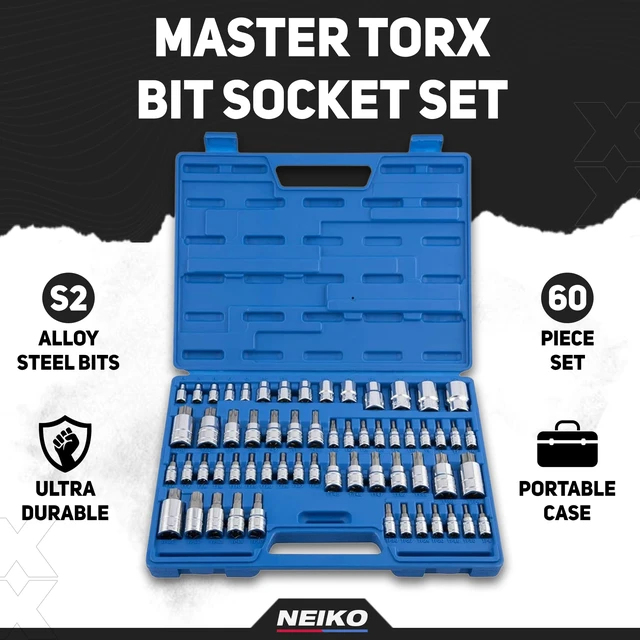 Alt view image 2 of 7 - 10083A Master Torx Bit Socket and External Torx Socket Set, S2 and CrV Steel, Supreme Torque Output Complete Kit, 60 Pieces