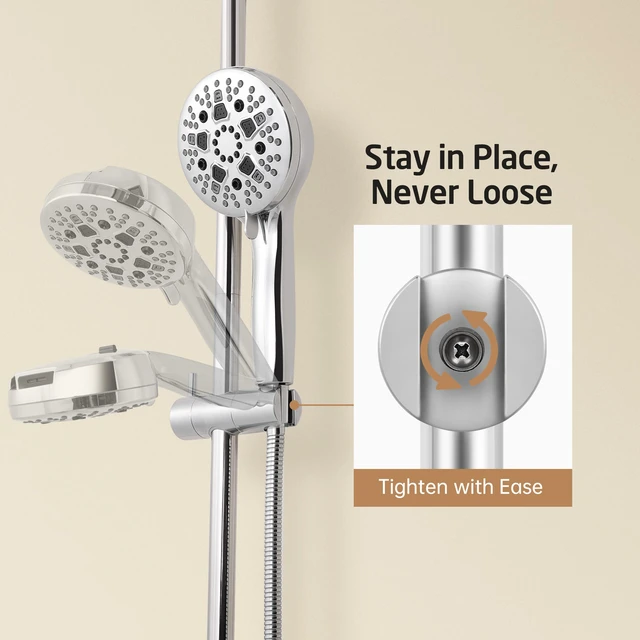 Alt view image 7 of 7 - 30-Inch Shower Slide Bar with Adjustable Handheld Shower Head Holder, Reuse Existing Holes, SUS304 Polished Stainless Steel Wall Mount for Bathroom, Drilling Required, F209S78-PS