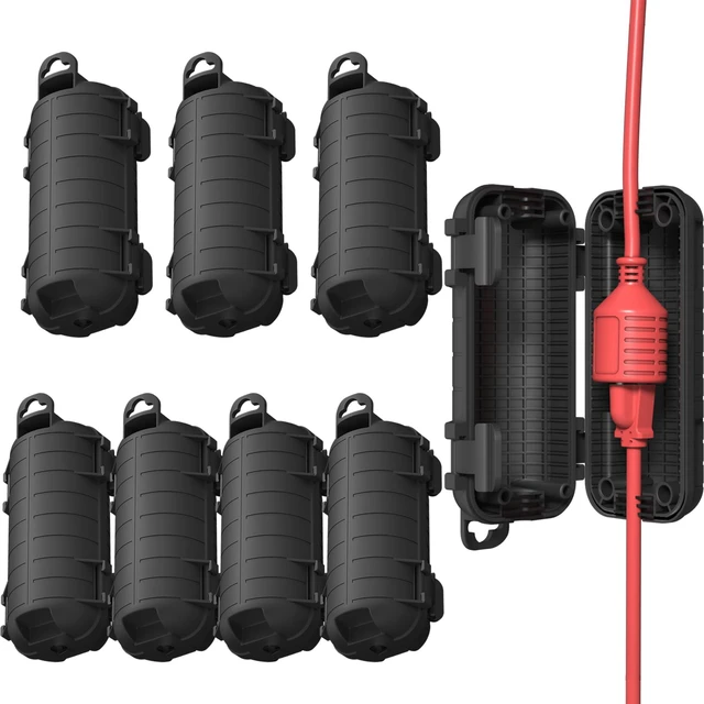 Main image of Extension Cord Cover Outdoor, 8 Pack IP54 Water-Resistant Power Cord Protector Electrical Connection Box Outside Cable Safety Cover for Electronics Plug Outlet Tool Holiday Light, Black