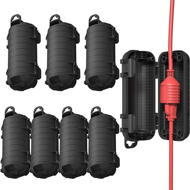 Alt view image 7 of 7 - Extension Cord Cover Outdoor, 8 Pack IP54 Water-Resistant Power Cord Protector Electrical Connection Box Outside Cable Safety Cover for Electronics Plug Outlet Tool Holiday Light, Black