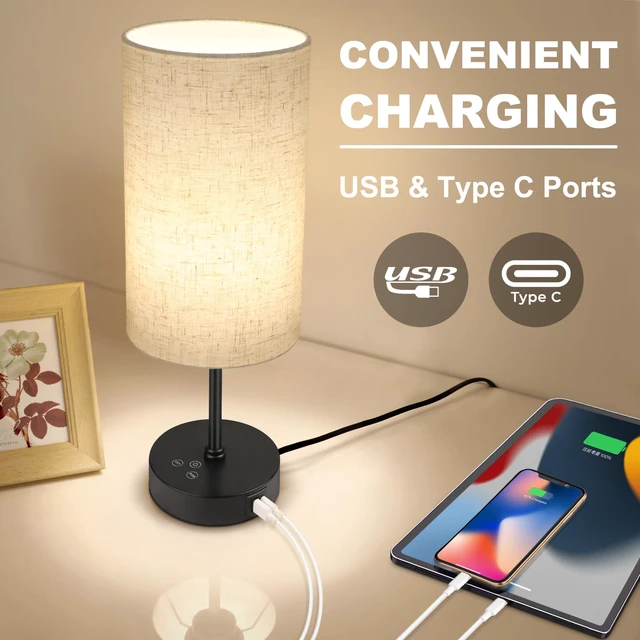 Alt view image 5 of 7 - 17Inch Table Lamp for Bedroom, Touch Control Bedside Lamp for Reading, 3 CCT & 7 RGB Color Changing, Dimmable Nightstand Lamp for Kids Room Living Room Office, Beige Shade