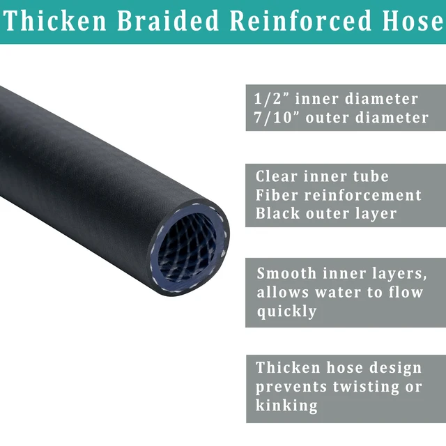 Alt view image 3 of 5 - 20FT Dehumidifier Drain Hose with 3/4 FHT Brass Rustproof Connector Versatile Drain Hose Perfectly Compatible with most Dehumidifiers and 3/4 external thread outlet (Black, 20FT)