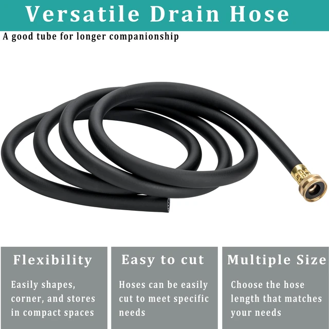 Alt view image 4 of 5 - 20FT Dehumidifier Drain Hose with 3/4 FHT Brass Rustproof Connector Versatile Drain Hose Perfectly Compatible with most Dehumidifiers and 3/4 external thread outlet (Black, 20FT)