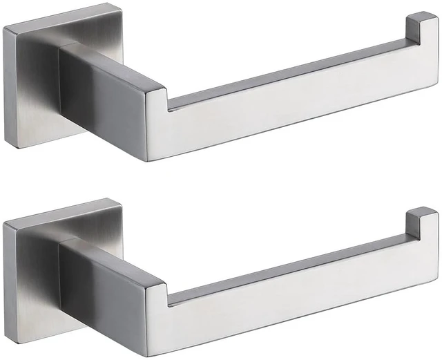 Main image of Toilet Paper Holder Brushed Nickel 2 Pack, Toilet Tissue Roll Holders Dispenser and Hangers Wall Mounted for Bathroom & Kitchen, Stainless Steel Modern Square Style (Silver)