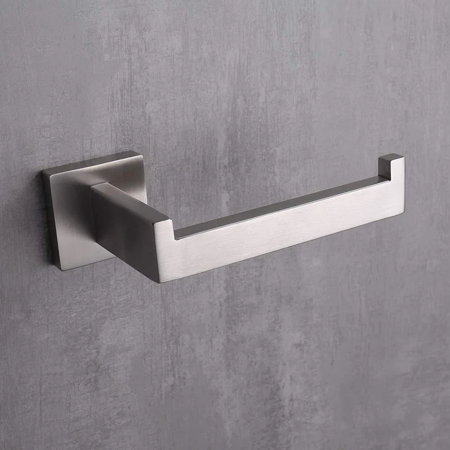 Alt view image 4 of 7 - Toilet Paper Holder Brushed Nickel 2 Pack, Toilet Tissue Roll Holders Dispenser and Hangers Wall Mounted for Bathroom & Kitchen, Stainless Steel Modern Square Style (Silver)