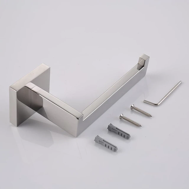 Alt view image 5 of 7 - Toilet Paper Holder Brushed Nickel 2 Pack, Toilet Tissue Roll Holders Dispenser and Hangers Wall Mounted for Bathroom & Kitchen, Stainless Steel Modern Square Style (Silver)