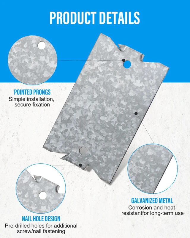 Alt view image 3 of 6 - 200Pcs 2.5 x 1.5" Nail Protection Plate for Wood Stud Cable Protector Plate Rust-Resistant Metal Anti-Nail Shield with Sharp Pointed Prongs for Plumbing & Electrical Wiring(Snowflake Silver)