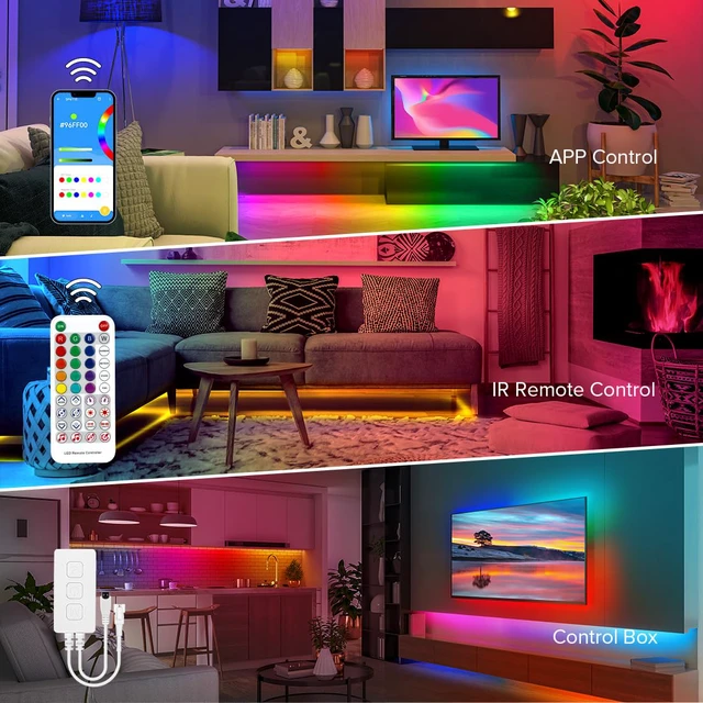 Alt view image 4 of 7 - 13.1FT WS2812B IC RGB Addressable Neon Rope Strip Kit DC5V IP67 360 Degree Round Reticulate Pattern Chasing Color WS2811 Flexible Rope Light with Bluetooth controller(No Adapter)