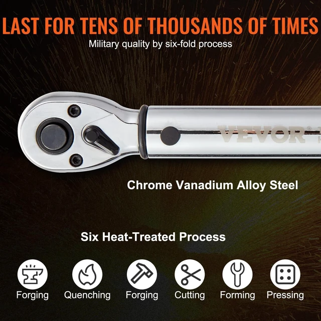 Alt view image 3 of 7 - Torque Wrench 3/8-inch Drive 10-80ft.lb/14-110n.m Click Torque Wrench Auto or Instruments Repairing, Chrome Vanadium Steel, Dual-Direction Adjustable, with Double Range Scales, Adapters, Orange