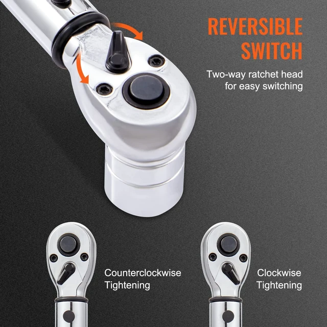 Alt view image 6 of 7 - Torque Wrench 3/8-inch Drive 10-80ft.lb/14-110n.m Click Torque Wrench Auto or Instruments Repairing, Chrome Vanadium Steel, Dual-Direction Adjustable, with Double Range Scales, Adapters, Orange