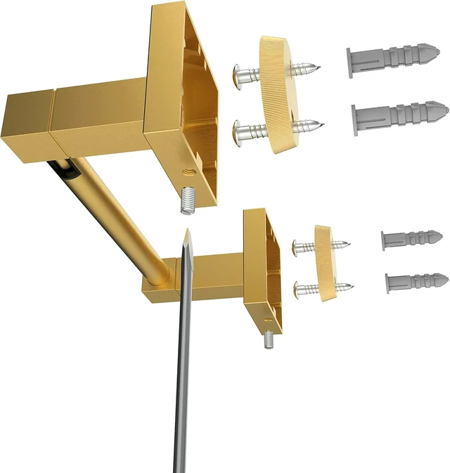 Alt view image 5 of 6 - Brushed Gold Toilet Paper Holder Wall Mount for Bathroom Dual-Post Pivoting Tissue Roll Holder with Square Base, Rustproof 304 Stainless Steel, Screw-in, for Hotel Apartments, Modern
