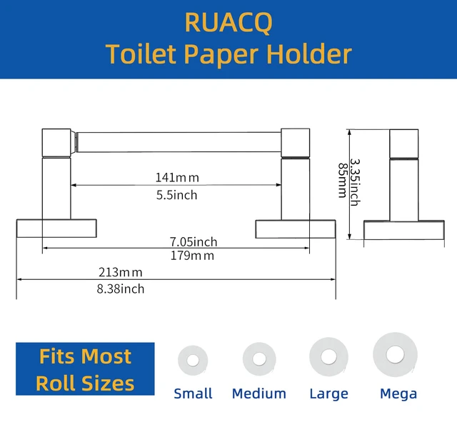 Alt view image 6 of 6 - Brushed Gold Toilet Paper Holder Wall Mount for Bathroom Dual-Post Pivoting Tissue Roll Holder with Square Base, Rustproof 304 Stainless Steel, Screw-in, for Hotel Apartments, Modern
