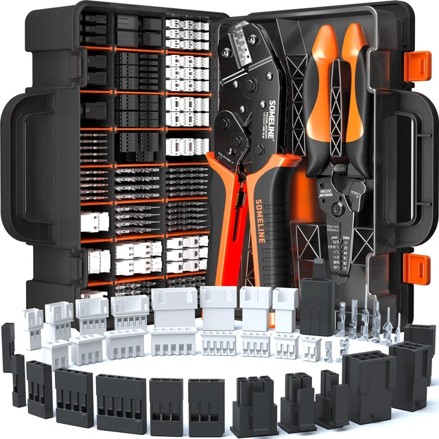 Main image of Connector Crimping Tool Kit, 38 Types JST-PH 2.0mm, XH 2.5mm, Dupont 2.54mm & Micro-Fit 3.0mm Connectors Set, 32-20 AWG Ratcheting Crimper, for 3D Printer, PC, Arduino & DIY Electronics