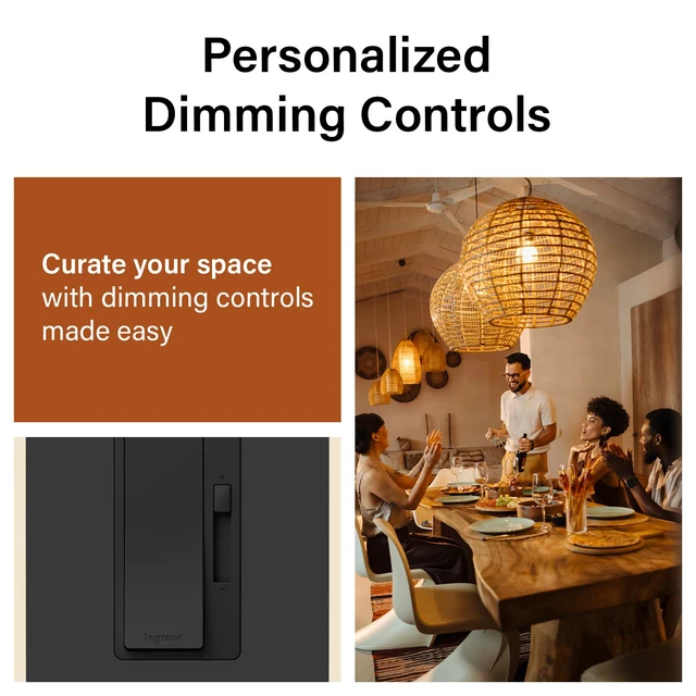 Alt view image 3 of 7 - Radiant 150W LED Dimmer Light Switch 3-Way Rocker Black 1 Pack Pass & Seymour LED Optimized, Decorator Rocker Dimmer Switch, for Dimmable LED Bulbs, Flicker-Free