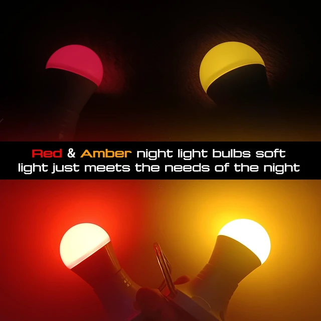 Alt view image 6 of 7 - Red Light Bulbs for Sleep, 100% Blue Light Blocking,A15 3W Red Night Light Red LED Bulbs 25w-40w Equivalent, E26 Base for Bedroom Sleep,Baby Nursery,Porch,Holiday Christmas Lighting,Non-Dimmable,4Pack