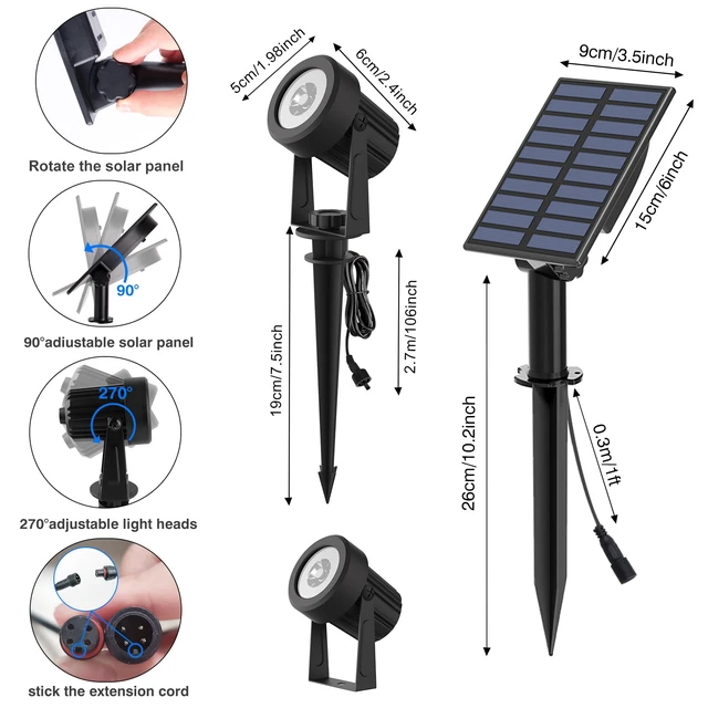 Alt view image 7 of 7 - Solar Spotlights Outdoor RGB, 2 Pack Auto On/Off for Yard Tree Pathway Driveway Christmas Halloween