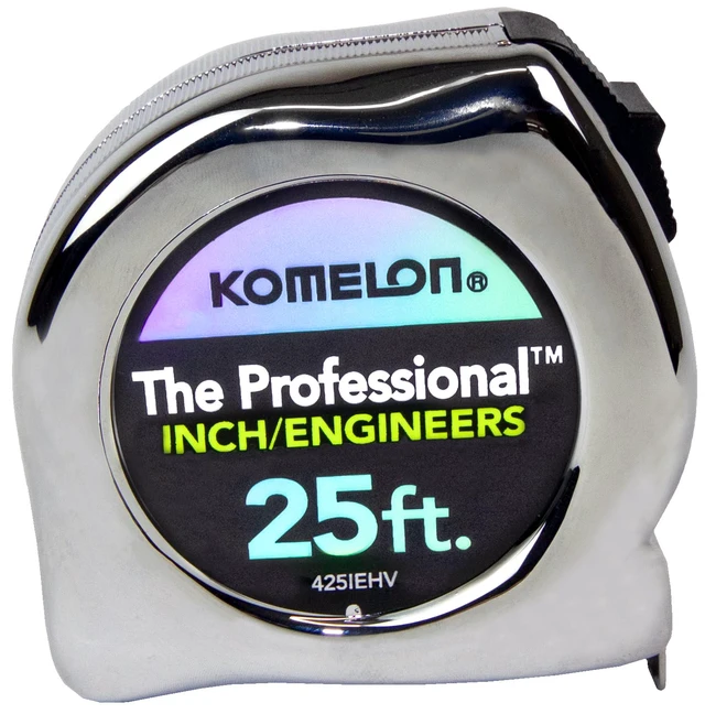 Alt view image 2 of 7 - 425IEHV High-Visibility Professional Tape Measure Bother Inch and Engineer Scale Printed 25-Feet by 1-Inch, Chrome