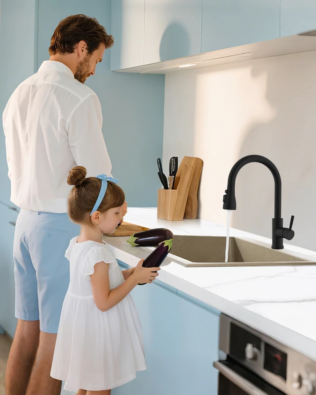 Alt view image 6 of 7 - Metal Kitchen Faucet Head Replacement with 15 Adapters, Matte Black 3-Mode Kitchen Sink Sprayer Replacement Nozzle, Durable Pull Down Head for Kitchen Sink (Stream/Spray/Blade),Stainless Steel