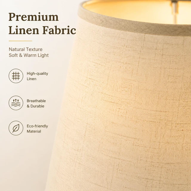 Alt view image 3 of 7 - Large Drum Lamp Shades Set of 2, Beige Linen, 12x16x11 Inch Easy-to-install classic drum shades complement farmhouse,modern & rustic décor for living rooms,bedrooms,offices,guest rooms