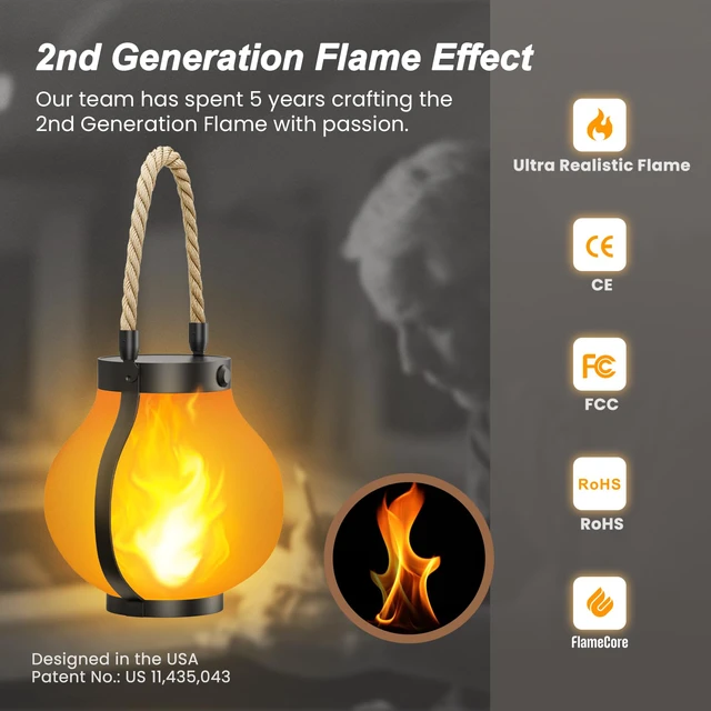 Alt view image 2 of 7 - Larger Gen2 Solar Lanterns Outdoor Waterproof with Ultra-Real Flame USB/Solar Charging & 2-Mode, Waterproof Decorative Hanging/Table Light for Pathway Garden Patio Yard Decor Gifts for Women, 2