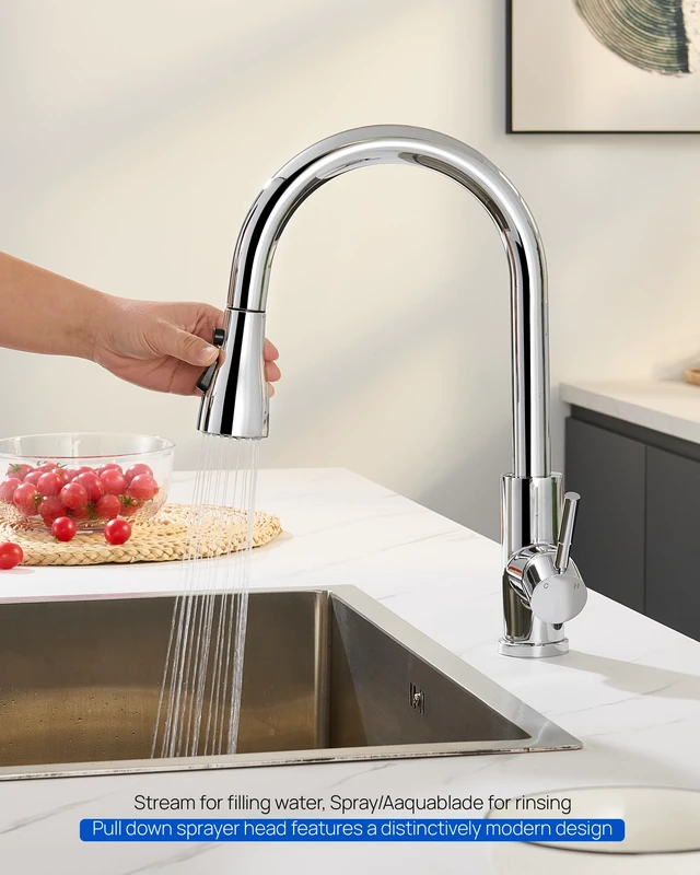 Alt view image 6 of 7 - Metal Kitchen Faucet Head Replacement 3-Mode with 15 Adapters, Chrome High-Pressure Sink Sprayer Replacement Nozzle, Durable Pull Down Spray Head for Kitchen Sink, Stainless Steel