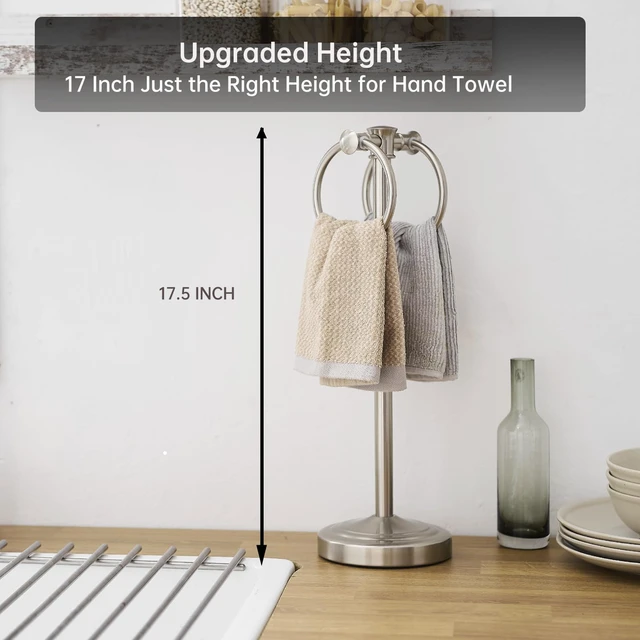 Alt view image 5 of 7 - Hand Towel Holder Bar Stand Bathroom Countertop Brushed Nickel Freestanding Towel Rack, Free Standing Towel Ring Hanger for Vanity Counter Kitchen Accessories, Stainless Steel