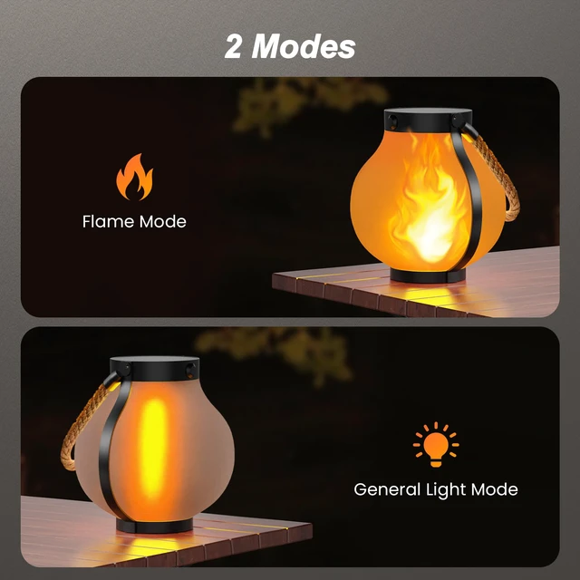 Alt view image 6 of 7 - Larger Gen2 Solar Lanterns Outdoor Waterproof with Ultra-Real Flame USB/Solar Charging & 2-Mode, Waterproof Decorative Hanging/Table Light for Pathway Garden Patio Yard Decor Gifts for Women, 2