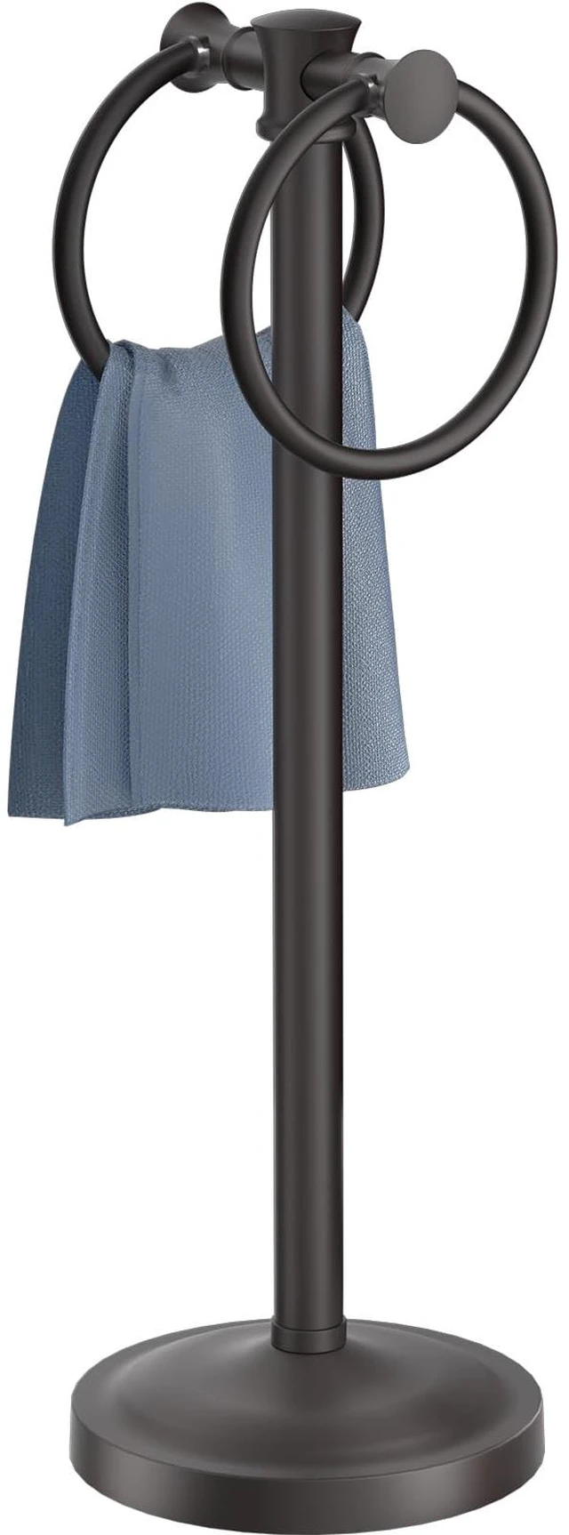 Main image of Hand Towel Holder Stand Bathroom Countertop Towel Bar Rack Black Matte Black, Freestanding, Free Standing Towel Ring Hanger for Vanity Counter Kitchen Accessories, Stainless Steel