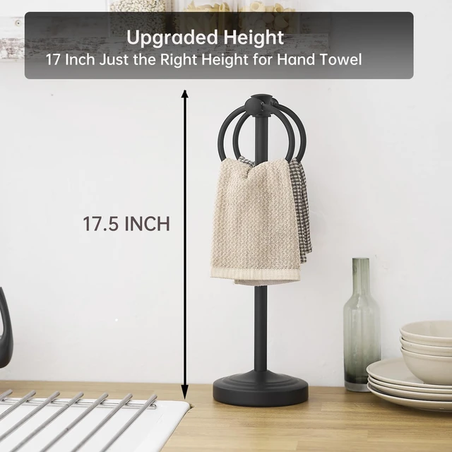 Alt view image 5 of 7 - Hand Towel Holder Stand Bathroom Countertop Towel Bar Rack Black Matte Black, Freestanding, Free Standing Towel Ring Hanger for Vanity Counter Kitchen Accessories, Stainless Steel
