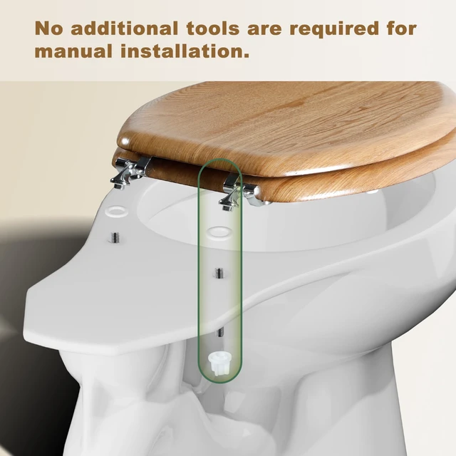 Alt view image 4 of 7 - Durable Wood Veneer Natural Elongated Toilet Seat Metal Hinges Easy Clean(Elongated, Nature)