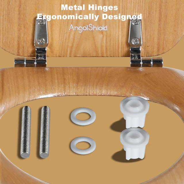 Alt view image 6 of 7 - Durable Wood Veneer Natural Elongated Toilet Seat Metal Hinges Easy Clean(Elongated, Nature)