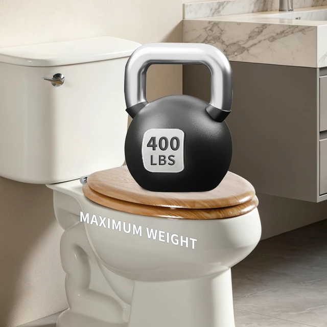 Alt view image 5 of 7 - Durable Wood Veneer Natural Elongated Toilet Seat Metal Hinges Easy Clean(Elongated, Nature)