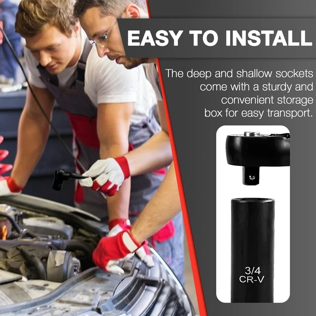Alt view image 6 of 7 - 21pcs 3/8" Socket Set,Drive Impact Socket Set, SAE, Deep & Shallow, Cr-V Steel, 6 Point with Adapters, 72T Ratchet Handle, 5/16-7/8inch